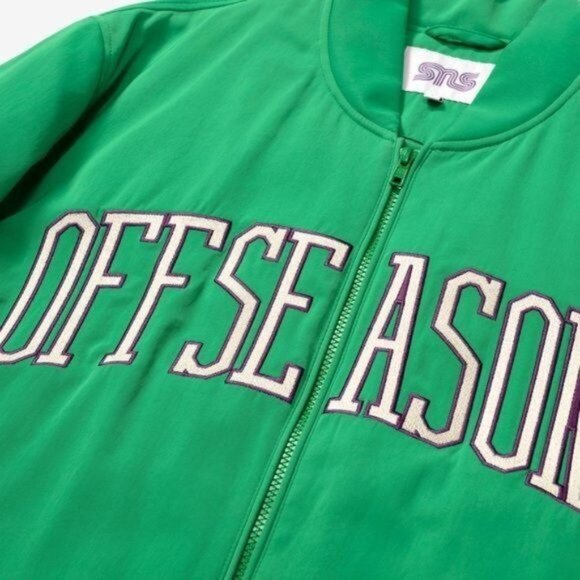 SNS SEASONALS Nylon Varsity Jacket in Green - Picture 6 of 9